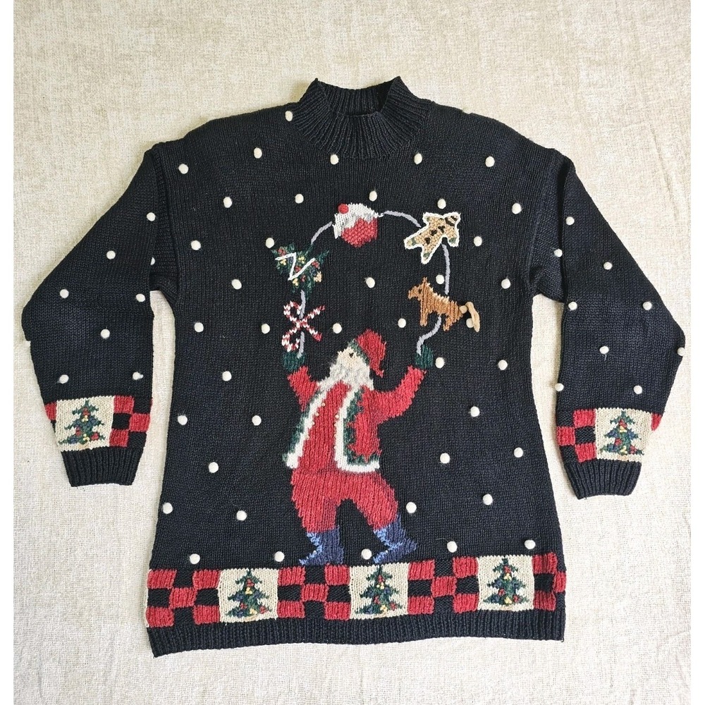 Vtg 90s Marisa‎ Christina Ugly Christmas Holiday Sweater Sz Medium Grandmacore